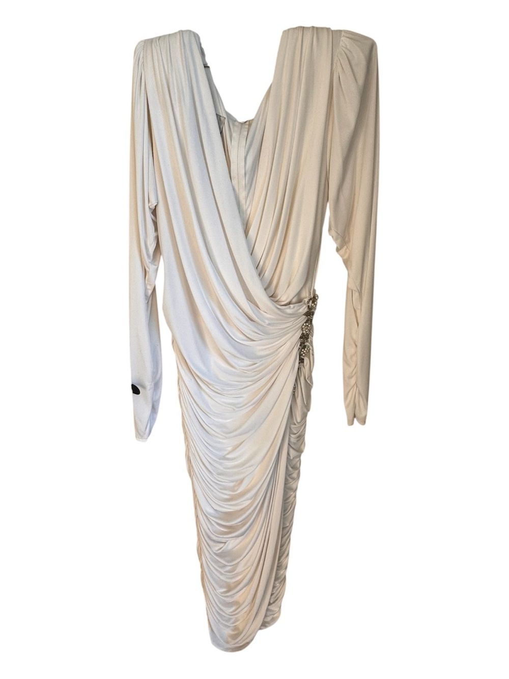 80’s Draped Ivory Long-Sleeve Ruched Dress